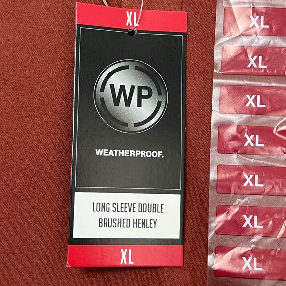 Weatherproof Henley Shirt Men Sz XL Orange Long Sleeves Double Brushed Soft Knit - Picture 6 of 9